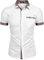 Misfuso Chemise Homme à Carreaux Manche Courte avec Poche Poitrine,Chemise décontractée sans Repassage Blanc XXL
