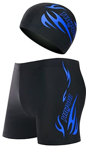 SCJJZ Costume Piscina Uomo,Costume Piscina Uomo,Costume Uomo Mare,Cuffia Piscina Uomo,Boxer da Bagno da Uomo Pantaloncini da Bagno con Cuffia Set da 2 Pezzi (Costume da Bagno: Taglia XXL)