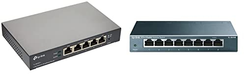 TP-Link Load Balance Breitband-Business-Router & TL-SG108 LAN Switch 8 Port Netzwerk Switch (Plug-and-Play Gigabit Switch LAN Splitter, LAN Verteiler, Ethernet Hub lüfterlos)