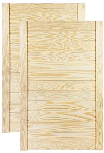 DecoMeister Lamellentür Holztür Natur mit geschlossenen Profilbretter 494x766 mm für Schränke, Regale, Möbel aus Kiefer Holz unbehandelt 2-er Pack