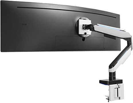 Mount-It! Heavy-Duty Ultrawide Monitor Arm up to 49 / 44 lb for Samsung Odyssey G9, 75x75 and 100x100 VESA Desk Mount for Widescreen Curved Monitors, Gas Spring, RGB Lights, Clamp and Grommet