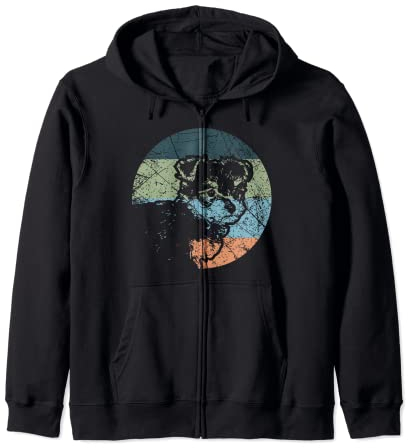 Retro Dog Silhouette - Vintage Teacup Yorkie Zip Hoodie