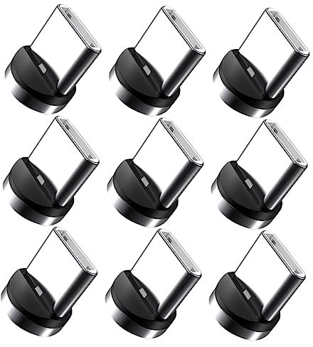 OHPHCALL 9pezzi Adattatore Magnetico Tipo c Rotante Per Ricarica Veloce Connettore Magnetico Per Trasmissione Dati e Ricarica Forte Adsorbimento