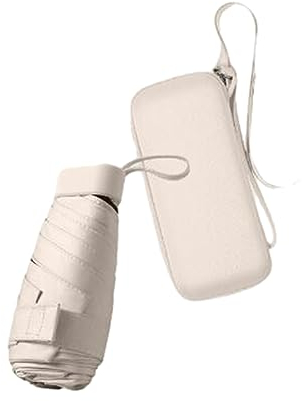 Ruspela Paraguas plegable de viaje, pequeño paraguas compacto para sol y lluvia, resistente al viento, con funda con cremallera, para mujeres y niñas, albaricoque, Apricot