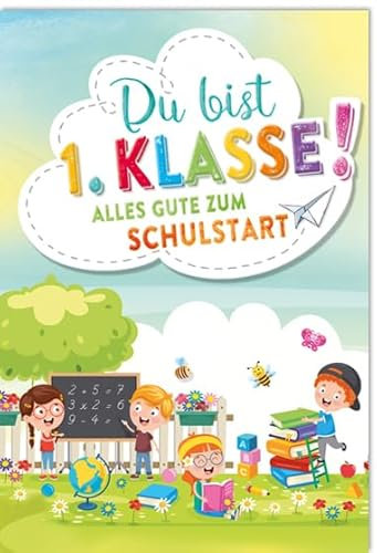 KE - Einschulungskarte mit coolem Schüler-Motiv, B6 Format 17,0 x 11,5 cm, inklusive Umschlag, perfekt für den ersten Schultag. Motiv: Schüler