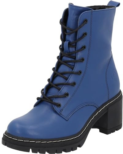 Palado Stiefeletten Damen Kefalonia - warme & bequeme Winterschuhe für Frauen mit rutschfester Gummisohle - moderne Boots mit Blockabsatz für Herbst & Winter Blau UK6 - EU39