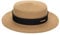 Women Boater Straw Sun Hat - Classic Panama Short Brim Fedora Summer Beach Sun Hat, Khaki, M/L