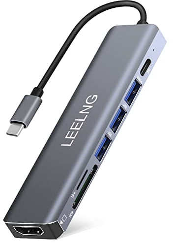 Hub USB C per MacBook,7 in 1 Adattatore MAC Adattatore USB C USB con HDMI,Lettore Schede SD/TF,Docking Station USB C per Computer/MacBook Pro Air/iPad/Surface/Samsung/Steam Deck/RogAlly/Type C