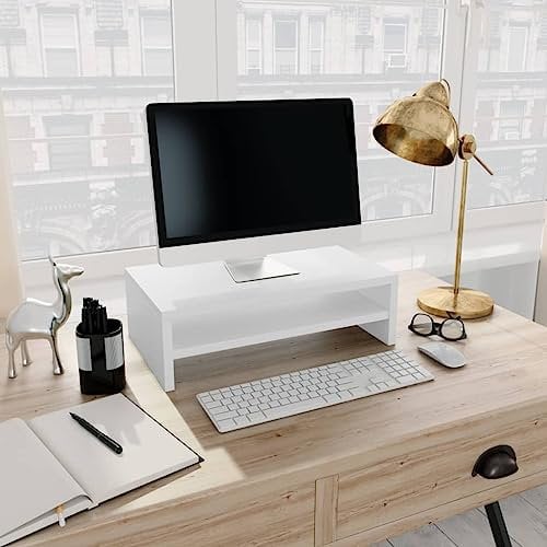 heybb Monitorständer Weiß 42x24x13 cm Holzwerkstoff Fernseher ErhöHung Untersatz Holz Tv Aufsatz ErhöHung