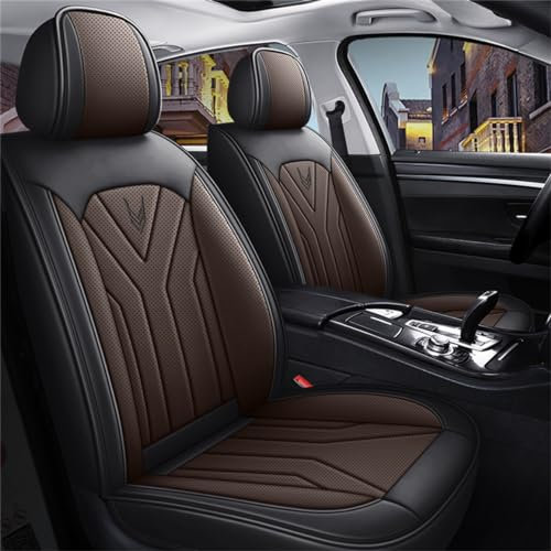 IBCEL Autositzbezüge Kompletter Satz 5 Sitzer für Audi Q5 Autositzbezügen Leder Autositzbezug Porosität Sitzbezüge Vorne und Hinten Sitzschoner Schwarz Kaffee