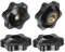 QUARKZMAN 4pz Pomelli a Stella M8 con Filettatura Femmina, Testa da 32mm, Plastica con Foro Passante, Vite in Ottone, Manopole a Compressione Filettate, Nero