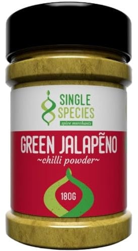 Angus & Oink | Superior Single Species Green Jalapeño Chilli Powder, Versatile Year-Round Spice, Mild to Medium Heat Factor, Ideal for Stews, BBQs, Marinades & Mexican Dishes, 1 x 180g
