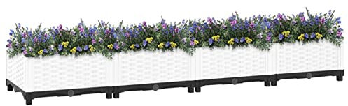 Homgoday Arriate Exterior Grande Jardinera Rectangular Urbano Maceta Arriate Jardinera Arriate de Jardín para Cultivos Verduras Flores en Patio Balcón Terraza 160x40x23 cm Polipropileno Blanco