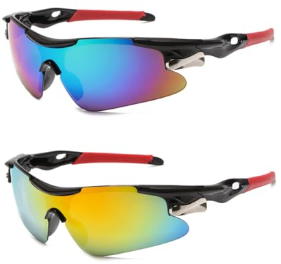 TNSRAY Polarisierende Sport-Sonnenbrille, 2 Stück Sonnenbrille Herren Polarisierte Sportbrille Radsportbrillen Fahrerbrille Damen, Nachtsicht Fahren reduzieren Blende Auto Gläser für Scheinwerfer