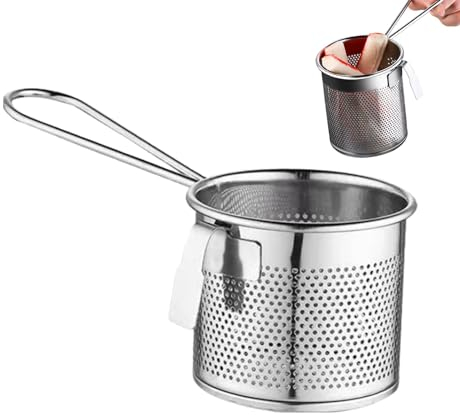 Yianyal Noodle Strainer with Handle,Stainless Steel Hot Pot Strainer | Kitchen Pasta Skimmer, Multipurpose Blanching Basket with Handle for Boiling Food Spaghetti Dumpling