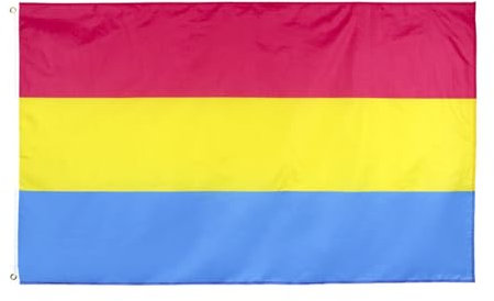 Rockreyoa Pan Pride Flagge 90 * 150cm LGBT Flag mit Messing-Ösen-100% Polyester für Indoor und Outdoor LGBT Aktivitäten für Garten, Balkon, Zimmer, Pride Month Parade Dekoration Pan Pride