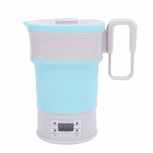 Faltbarer Wasserkocher, 800Ml 110V 220V Dual-Voltage, Zusammenklappbarer Reise-Wasserkocher, Tragbarer Kleiner Elektrischer Teekessel mit Teleskopgriff und Multifunktionspanel