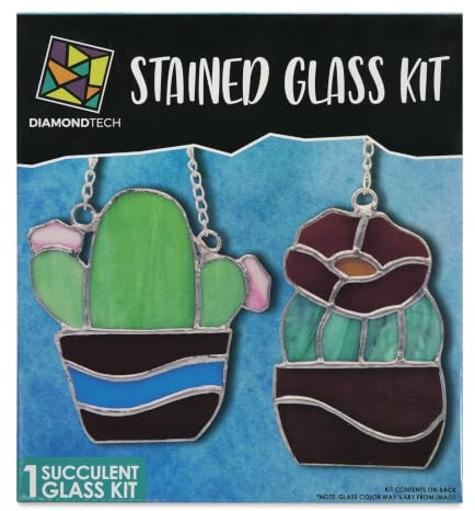 Studio Pro Pre-Cut Stained Glass Kit - Succulents - Make Your Own Beautiful Stained Glass Project with Ease