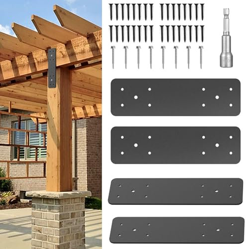 Mdkave I Brackets Heavy Duty,Made of Heavy Duty Metal with a Polished Finish for Repairing Wooden Houses, Furniture, Pergolas, Truss Frames with L Brackets for Wood (I Shape)