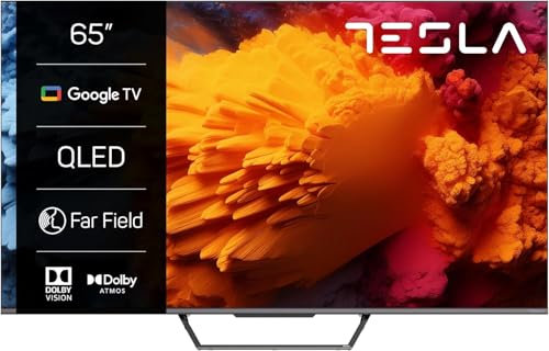 TESLA - QLED Smart TV de 65 (165cm), Google TV,Televisión Ultra HD, HDR10, Dolby Atmos, Youtube, Netlfix, WiFi & Bluetooth, 2 Altavoces 12W, Chromecast Integrado, 3.840x2.160 (Q65S939GUS) - 2025