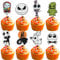 Rsstarxi 24 Pack Skellington Halloween Cupcake Toppers Jack Skellington Birthday Decorations Skull Ghost Cupcake Picks for Nightmare Before Christmas Birthday Party Cake Decorations