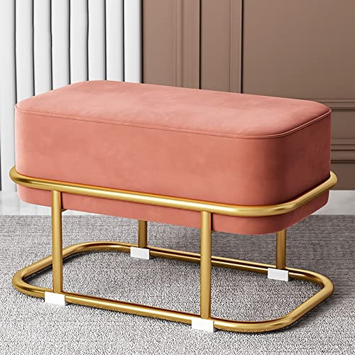Generic Chaises, Tabouret de Toilette, Banquette Ottomane En Velours, Tabouret de Toilette Avec Pieds Dorés, Rembourré Rectangulaire Confortable Chaise de Toilette Salon Chaise de Maquillage/Rose A/
