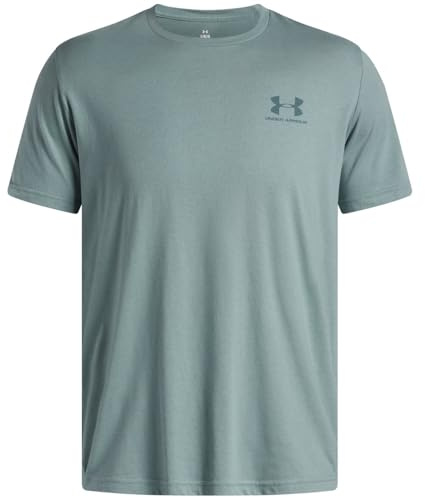 Under Armour Herren Sportstyle Left Chest Kurzarmshirt, schnelltrocknendes Sportshirt mit Rundhals, weiches Funktionsshirt mit Logo,Serpentine / / Jasper Blue,XXL