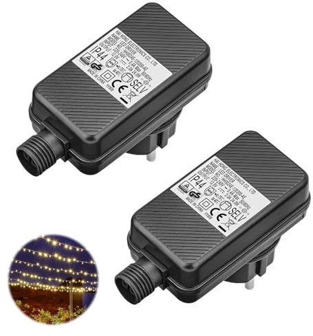 XEERUN 12V 2A 24W Lichterkette Netzteil Adapter, LED Niederspannungs Transformator, IP44 Wasserdicht AC Adapter, EU Stecker Adapter für Weihnachtslicht, Lichternetz Lichterkette