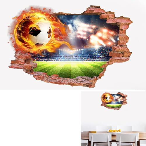 Syiyunran 3d Adesivi Murali Calcio Adesivo - 1pc Decorazione Murale Del Soggiorno Dei Bambini Ragazzi Camera Da Letto Muro Decorativo Per Cameretta Ragazzo Rimovibile Parete