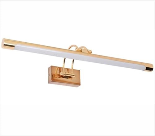 PAPUQ Lampada da parete a LED per illuminare quadri, specchi, dipinti murali, ecc., LED 9W in stile tradizionale ed elegante, luce calda 3000K, finitura oro brillante, articolata e rotante. 50 cm