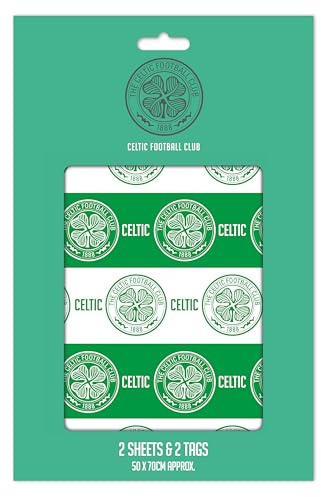 CELTIC FC FOOTBALL WRAPPING PAPER 2 SHEETS 2 TAGS PACK BIRTHDAY GIFT WRAP
