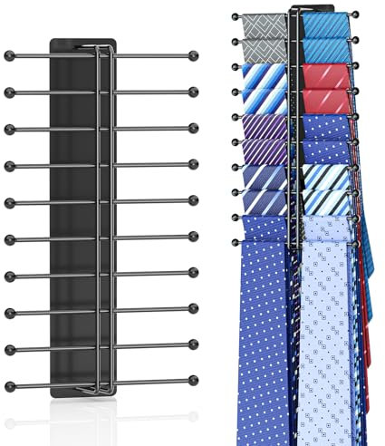 Krawattenhalter Krawattenbügel, Krawatten Aufbewahrung, Krawattenhalter für Kleiderschrank aus Edelstahl mit 20 Haken, Krawatte Organizer Gürtelhalter Selbstklebend, Gürtel Organizer