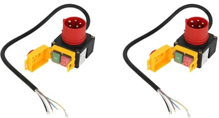 Ohewiiuk 2X KOA7 Geräteschalter Maschinenschalter 380/400V 3 Phasen mit Kabel und Phasenwender Inkl. Kombinierter Not-Aus-Klappe