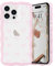 L-FADNUT Bow Case for iPhone 14 Pro, Curly Wavy Frame Cute Girly Bow Ribbon Pretty Phone Case, Soft Wave Clear Slim Silicone Shockproof Anti-scratch Cover for Women Girl, Bow