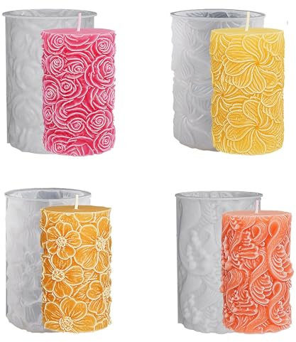 Set di 4 stampi per candele in silicone da versare, stampi per candele fai da te, stampini in silicone per aromaterapia, candele, artigianato (Color-B)