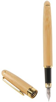 Tiardey Vintage Fountain Pen Bamboo Fountain Pen 14.2 cm/ 5.59 in Executive Fountain Pen Natural Handmade Bamboo Pen(0.5mm Pen-nib)
