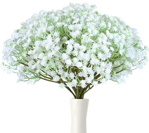 jwogngls 30 Stück Schleierkraut Künstlich, Weiß Künstliche Blumen, Plastik Kunstblumen wie Echt, Künstlich Gypsophila für Hochzeiten, Partys und Home Dekoration