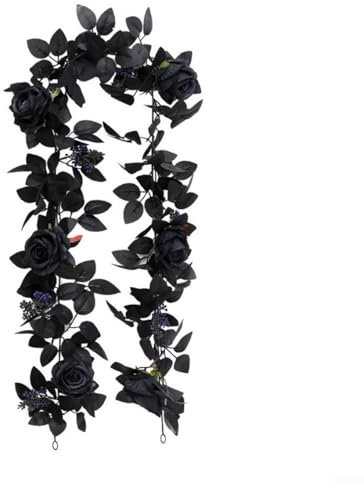 Incantevole decorazione di Halloween con una ghirlanda di rosa di seta nera da 5 7 piedi per alzare la tua festa (E)