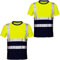 NIYS Pack of 2 Hi Vis Safety T-Shirt for Men – High Visibility Short Sleeve Work Shirt with Reflective Tape – Lightweight, Breathable Workwear – Yellow/Orange/Navy, S-3XL (Yellow Navy, Medium)