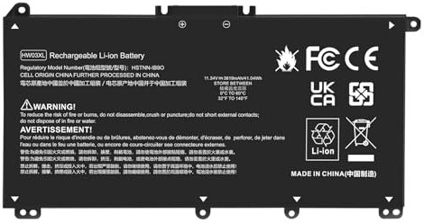3620 mAh/41,7 Wh HW03XL Ersatzakku Kompatibel mit HP Pavilion 15-EG, 15-EH, 17-CN, 17-CP, HSTNN-IB90, HW03XL, HWO3XL, HW03041XL, HSTNN-IB90, 1 Stück