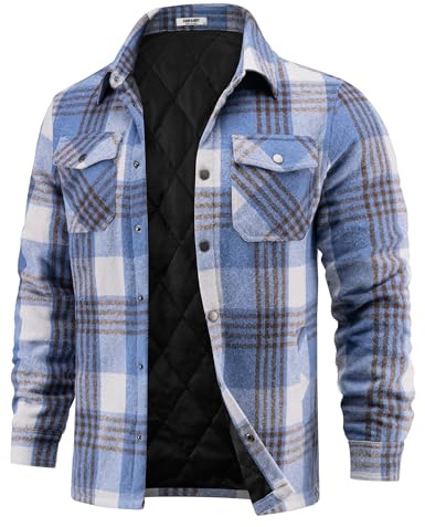 COOFANDY Herren-Flanell-Hemdjacke, gesteppt, gefüttert, kariert, warme | Flanellstoff, gefüttert, dick, Baumwollmischung, Knopfleiste, warm, Winter-Outwear, Hemdkragen, Overshirt, Wintermantel