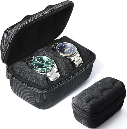 YIFLorine TANG Porta Orologi da Viaggio,Portatile Porta Orologi 2 Posti,Scatola Orologi Organizzatore Custodia per Orologi Uomo e Donna,Festa del Papà,Il Compleanno,i Regali di Natale