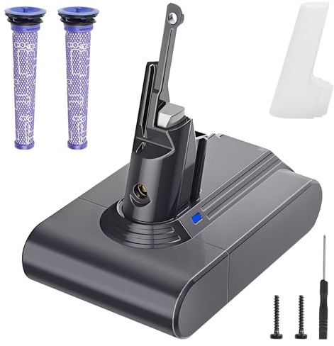 Waitley V7 Battery Replacement 6000mAh for Dyson V7 SV11 | 6000mAh replacement battery for Dyson V7 SV11 with 2 pre-filters, compatible with V7 cordless vacuum cleaners