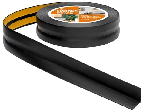 Quest Plinthe Souple Autoadhésive 40 x 40 mm Imperméable - Noir, 25 m | Bande de finition flexible, protège contre poussière, humidité & insectes, pour salon, bureau, cuisine & salle de bain