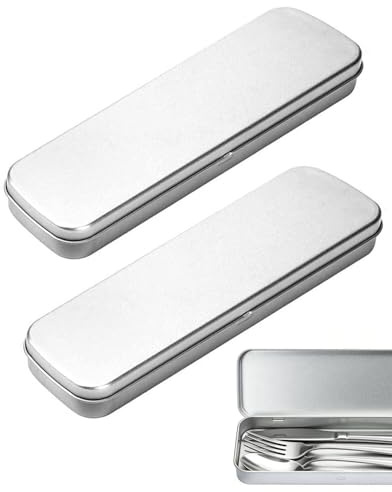 SCJJZ 2 pezzi Scatola portaposate portatile, contenitore da viaggio per posate, contenitore da campeggio, portaposate da viaggio, può contenere cucchiai, forchette e bacchette, 205x65x23mm