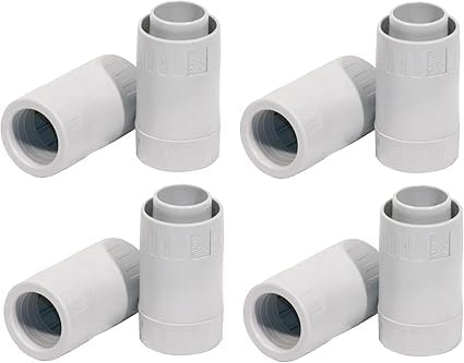 Set 4 pezzi - Raccordo Stagno Tubo Guaina 16mm IP65 Giunto Tecnopolimero Autoestinguente Resistente Urti - Grigio