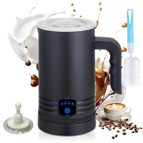Yazoni 4-in-1 Electric Milk Frother and Warmer, 430ml Automatic Milk Warmer and Frother, Quiet Hot & Cold Milk Foamer Maker and Milk Steamer for Coffee, Latte, Cappuccino, Hot Chocolate Maker (Black)
