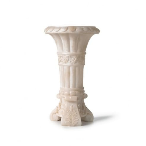 predolo Vaso a Colonna Effetto Pietra Vaso in Resina con Rilievi Elegante per Ingresso, Salotto, Caminetto