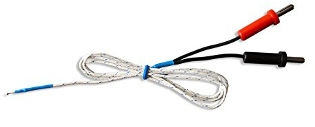 PeakTech Thermoelement/ Temperaturfühler mit 4mm Bananenstecker für Multimeter und Thermometer; -40 °C bis 204 °C; Typ K; 1M Gesamtlänge bei 2mm Durchmesser - mit 1mm Messperle, 1 Stück, TF-56