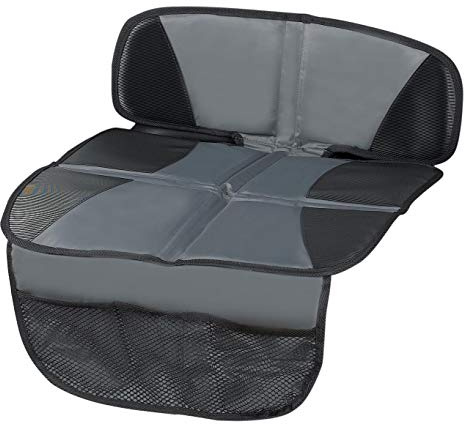 Kaiphy Car Seat Protector - Seat Protection Mat - Thick Padding - Durable, Waterproof Fabric, Leather Reinforced Corners & 3 Pockets for Handy Storage Gray